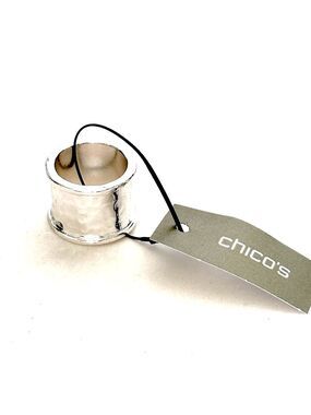 CHICO’s Hammered Polished Silver-Tone Statement Ring | NWT | Size 6